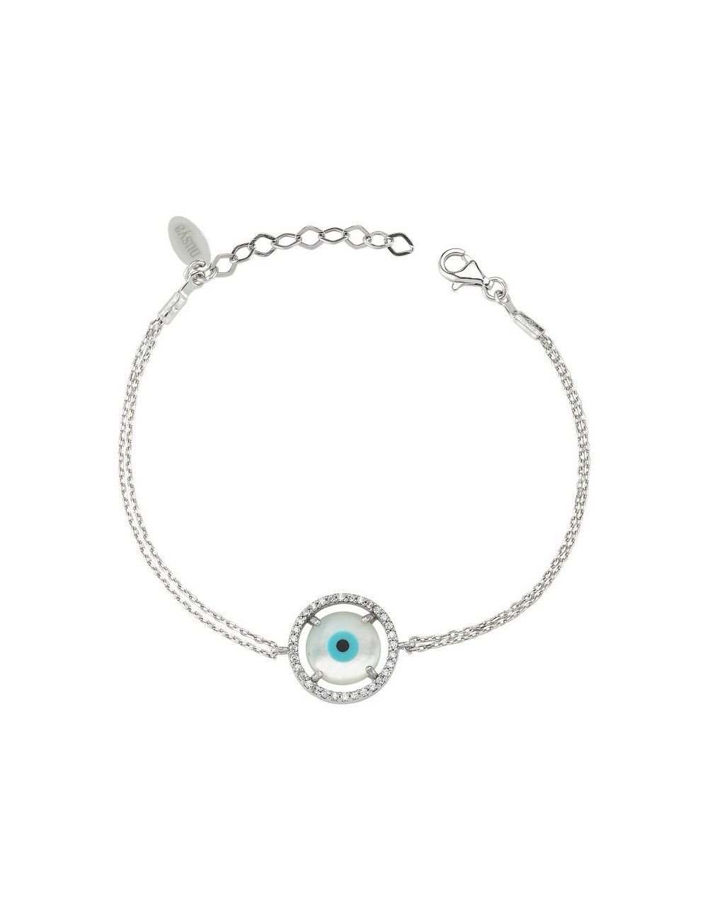 Bracelet Oeil nacre, turquoise, Argent 925